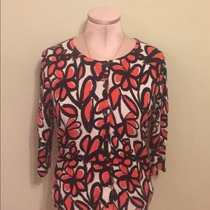 Hannah and Gracie orange/white/black cardigan. L